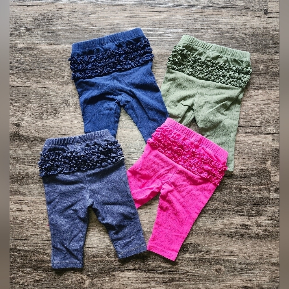 Old Navy 3 To 6 Month Kids Ruffle Leggings Pants Bundle